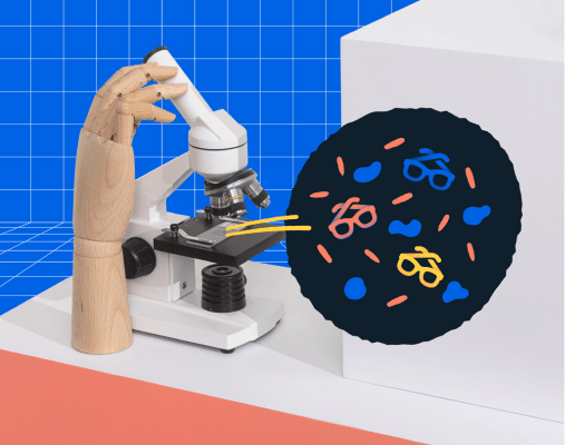 a microscope with an illustration of Degreed DNA