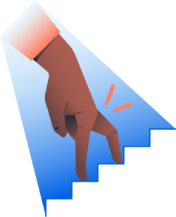 an illustration of fingers walking up stairs