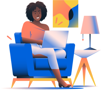 Illustration of a person in a chair working