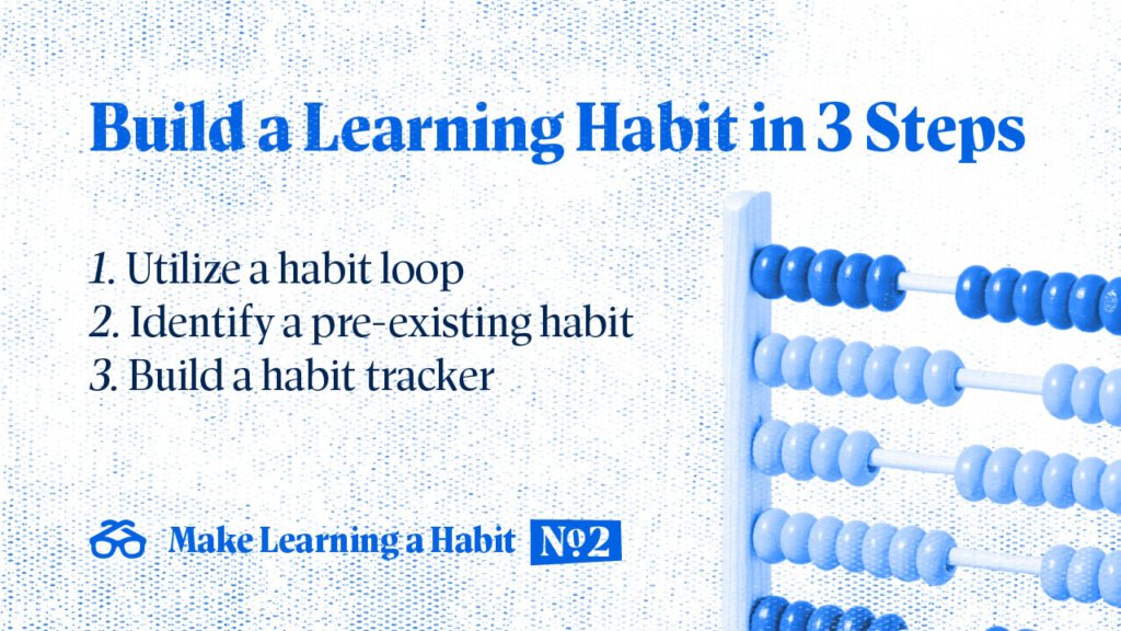 Build a Learning Habit in 3 Steps
1. Utilize a habit loop
2. Identify a pre-existing habit
3. Build a habit tracker