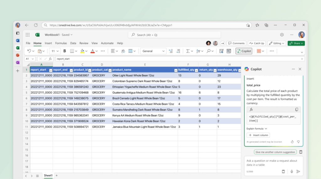 Chatbots for Workplace Learning Example in Excel