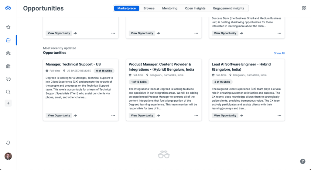 Screenshot of Exploring Development Opportuniities in a Learning System